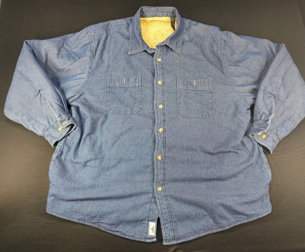Wrangler Youth 2XL 18-20 Sherpa Lined Denim Shirt Jacket Blue Button Front